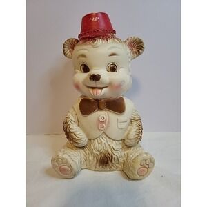Vintage Edward Mobley 7.5" Rubber Bear in Hat Toy by Arrow Plastic & Rubber Co.